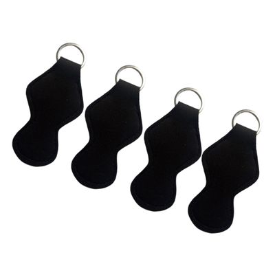 PACKOVE 4pcs Neoprene Keychain Lipstick Holder Clip Sleeve for Standard Lip Balm Key Accessory Black