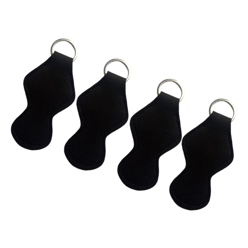 PACKOVE 4pcs Neoprene Keychain Lipstick Holder Clip Sleeve for Standard Lip Balm Key Accessory Black