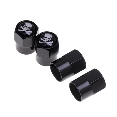 Anneome 4pcs Car Dust Caps Unique Skull Pattern Valve Covers Aluminum Alloy Easy Install