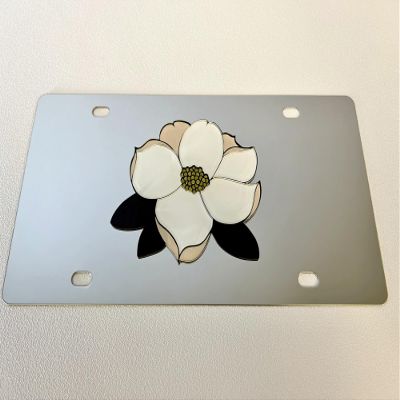 Eurosport Daytona- Compatible with -, Magnolia Flower - Stainlesss Steel License Plate