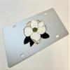 Eurosport Daytona- Compatible with -, Magnolia Flower - Stainlesss Steel License Plate view 2