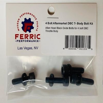 Ferric Performance - Chevy LS Gen I,II, III/IV LS Series, 4 Bolt Allen Head Black Oxide Aftermarket DBC Throttle Body Bolt Kit, FP034
