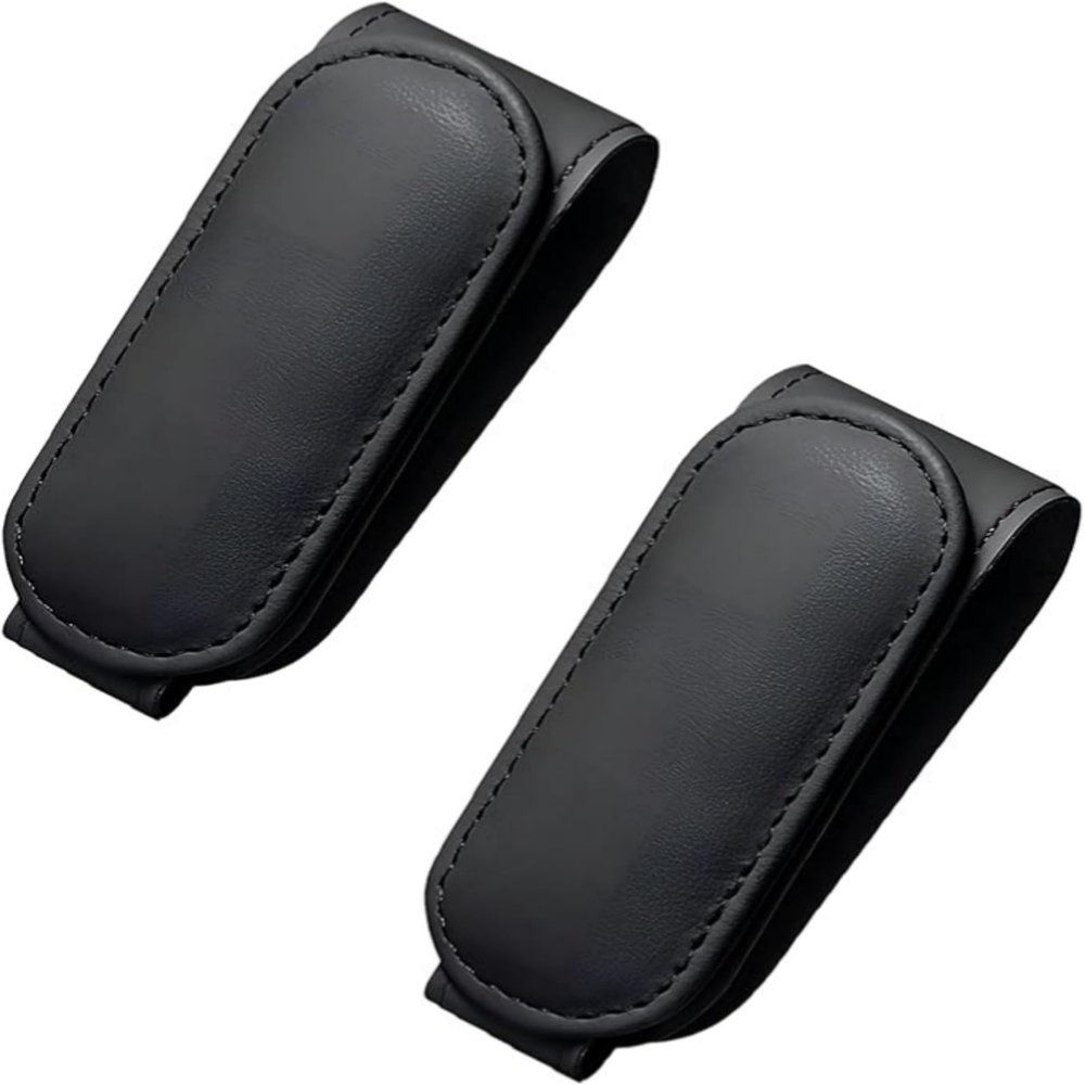 LXQTAO 2 Pack of Multifunctional Car Sun Visor Organizer Featuring Long Sunglasses Clip, Glasses Holder, and Document Clip An Car Accessory for All (Sleek Black x2)