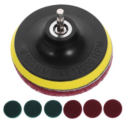 SOLUSTRE Wheel Buffing Kit for Drill Automotive Detailing Brush Set 4 Round Pad Holder 6 Pads
