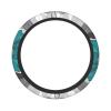 OUSIKA Teal Grey and White Floral Print Steering Wheel Cover Non-Slip Car Steering Wheel Covers Neoprene Elastic Car Steering Wheel Protector Cover Universal 15 Inch for Car Accessories, Black view 1