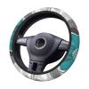 OUSIKA Teal Grey and White Floral Print Steering Wheel Cover Non-Slip Car Steering Wheel Covers Neoprene Elastic Car Steering Wheel Protector Cover Universal 15 Inch for Car Accessories, Black view 3