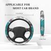 OUSIKA Teal Grey and White Floral Print Steering Wheel Cover Non-Slip Car Steering Wheel Covers Neoprene Elastic Car Steering Wheel Protector Cover Universal 15 Inch for Car Accessories, Black view 4