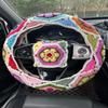 YDMZZB Crochet Galsang Flower Car Steering Wheel Covers,Car Interior Accessories Decorations (B,Steering Wheel Cover+2 Belt Cover) view 2