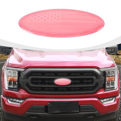 RAZPOY for F150 Emblem Cover, 9.45Inch Front Grille Rear Tailgate Overlay Badge Emblem Decal Trim Fit for Ford F150 2015-2024, USA Flag Pink