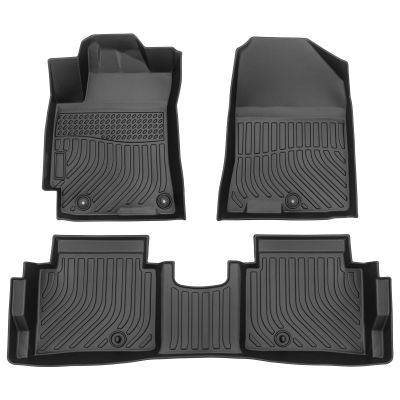 Floor Mats Fits for 2017-2020 Elantra (No Fit Elantra GT), All Weather Protection 3D TPE Rubber Car Floor Mat Full Set, Custom Fit Front & Rear Rows Anti-Slip Floor Mats Accessories