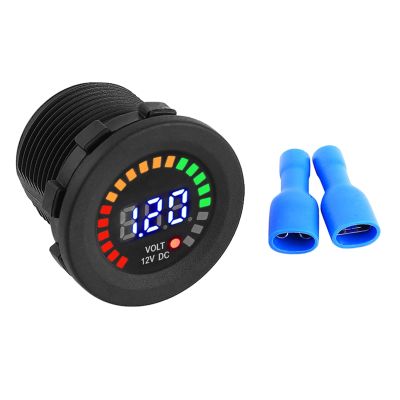 LED Display Voltmeter 3 Color Display DC 12V Voltage Display for Motorcycles Cars Boats