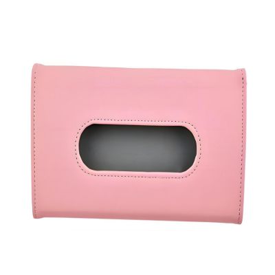 Premium Car Tissue Box Compact & Easy-to-Use Hanging Leather Tissue Holder for Cars, Sunroof & Backseat Compatible,Tissue Holder for Car Interior, Sun Visor, Chair Back (Pink Clip Style)