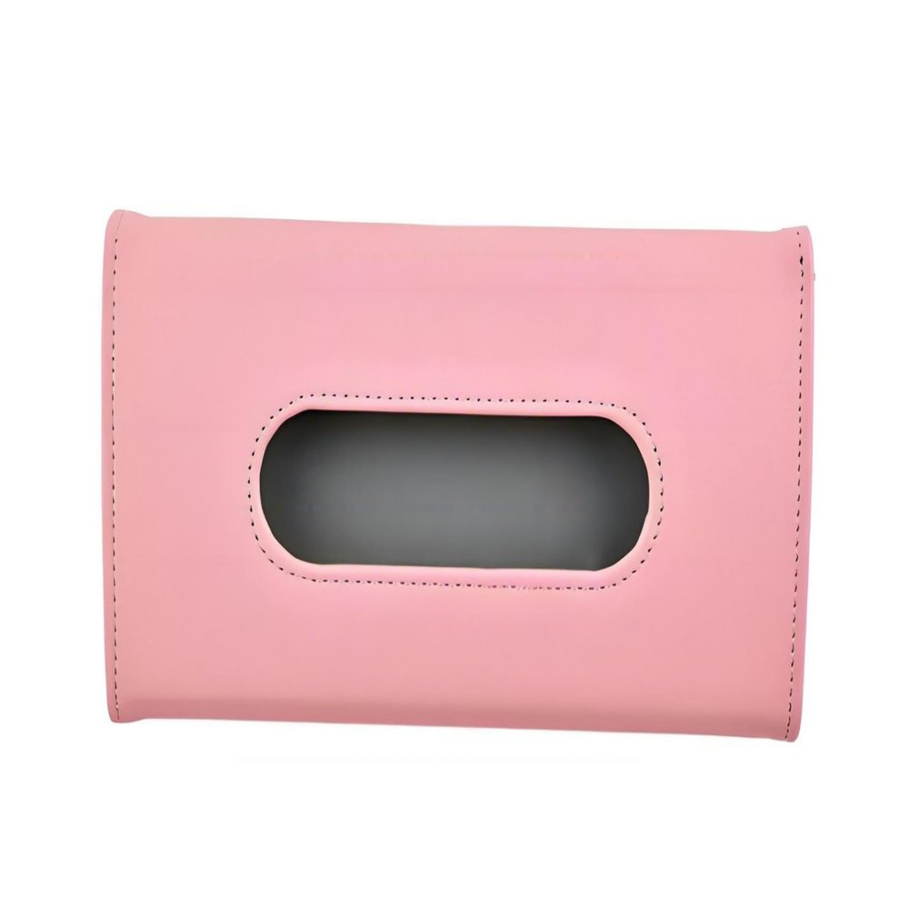 Premium Car Tissue Box Compact & Easy-to-Use Hanging Leather Tissue Holder for Cars, Sunroof & Backseat Compatible,Tissue Holder for Car Interior, Sun Visor, Chair Back (Pink Clip Style)