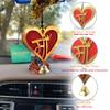 Jiyu Creation Hanger/Maa with Red Background/Car Dream Catcher/Car Front Mirror Hanging Accessories / 3D Design (Red, Wooden) view 2