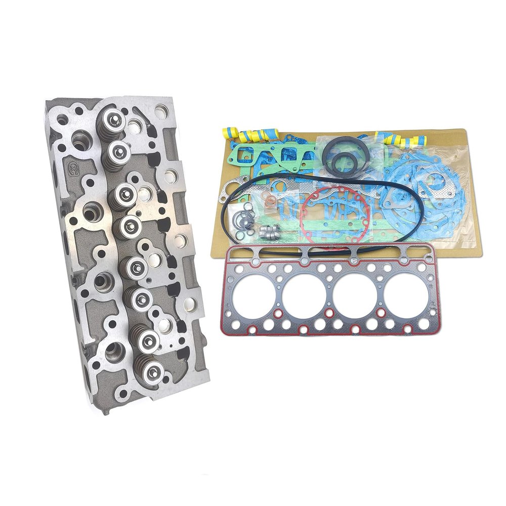 Tenlioshun Complete Cylinder Head + 1 Set Full Gasket Kit V1702 Compatible with Kubota V1702 V1702B Engine L2850DT Tractor KH90 Mini Excavator for Bobcat 743 733 Skid Loader