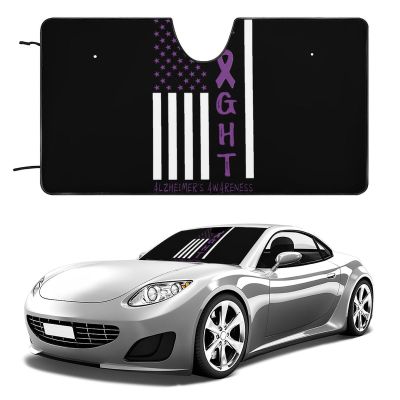Breast Cancer Warrior Support Squad Alzheimer's Awareness Car Windshield Sunshade,Funny Folding Car Sun Shade for Car Sun Shade Accessories for Most Car 51"x28" Inch