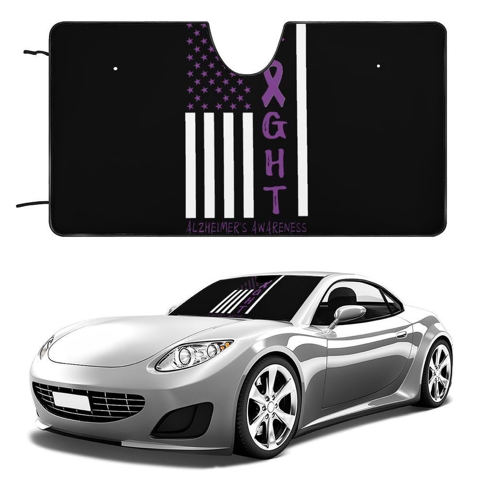 Breast Cancer Warrior Support Squad Alzheimer's Awareness Car Windshield Sunshade,Funny Folding Car Sun Shade for Car Sun Shade Accessories for Most Car 51"x28" Inch