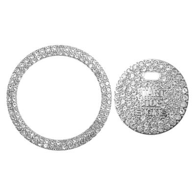 INFINAUTO Universal Car Engine Start Stop Button Cover, Bling One Click Push Start Button Ring Sticker Faux Crystal Rhinestone Ignition Button Trim with Hole White, 1 Set