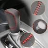 SUNBREATH Compatible with DIY Genuine Black Leather Gear Shift Knob Cover Interior Accessories Protective Decoration for Honda HR-V 2023 2024 2025 Red Stitches view 4