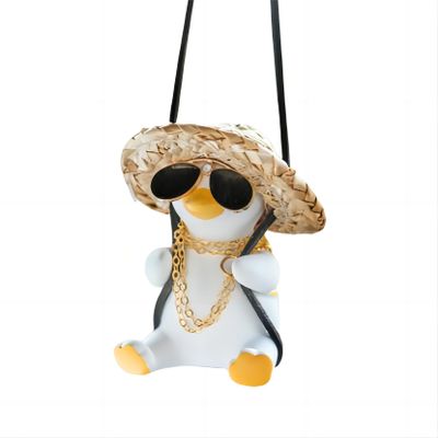 LXQTAO Trendy & Creative Little Duck Car Pendant A Cartoon Swing Duck Rearview Mirror Accessory for Automotive Interior Mirrors. (Yellow Rich Duck)