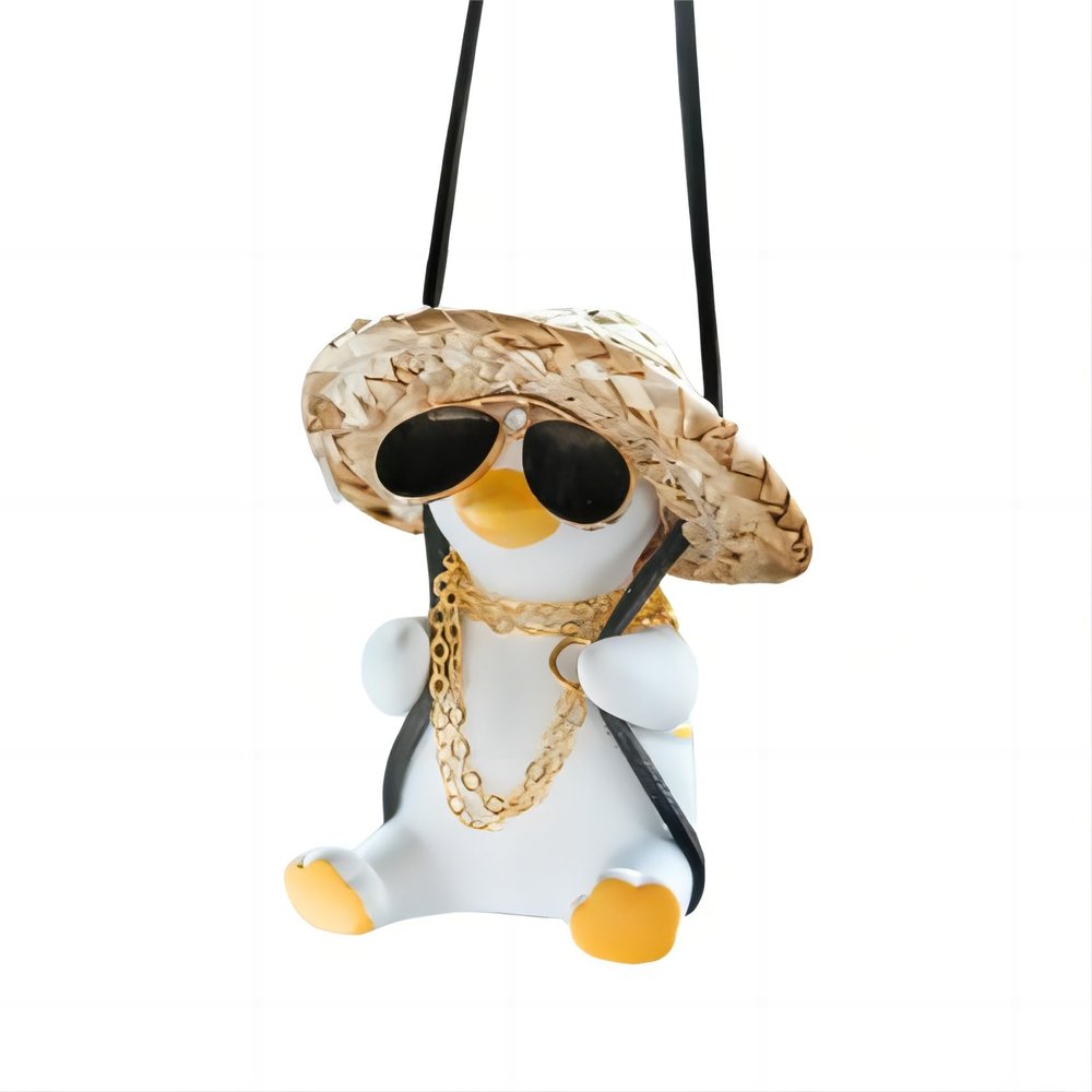 LXQTAO Trendy & Creative Little Duck Car Pendant A Cartoon Swing Duck Rearview Mirror Accessory for Automotive Interior Mirrors. (Yellow Rich Duck)