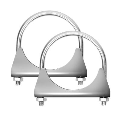 Glarks 2Pcs 304 Stainless Steel Exhaust U-Clamps 70MM (2-3/4in) Muffler Exhaust Clamps U-Bolt Clamps Design with Saddle Flange for Exhaust Tail Pipe