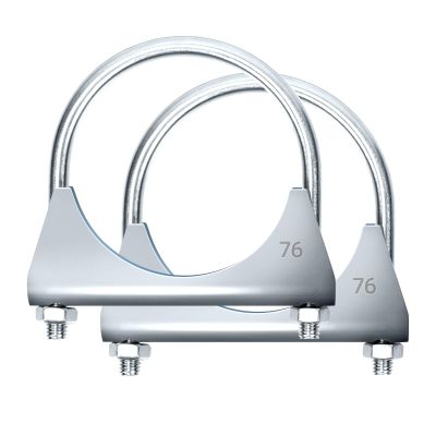 Glarks 2Pcs 304 Stainless Steel Exhaust U-Clamps 76MM (3in) Muffler Exhaust Clamps U-Bolt Clamps Design with Saddle Flange for Exhaust Tail Pipe