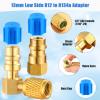 Yaocom R12 to R134A AC Fitting Conversion Adapter Kit, Quick Coupler Valve A/C 90 Port Retrofit Adapter High/Low Pressure with Valve Core Remover for AC Air Conditioner Refrigerant (Gold) view 4
