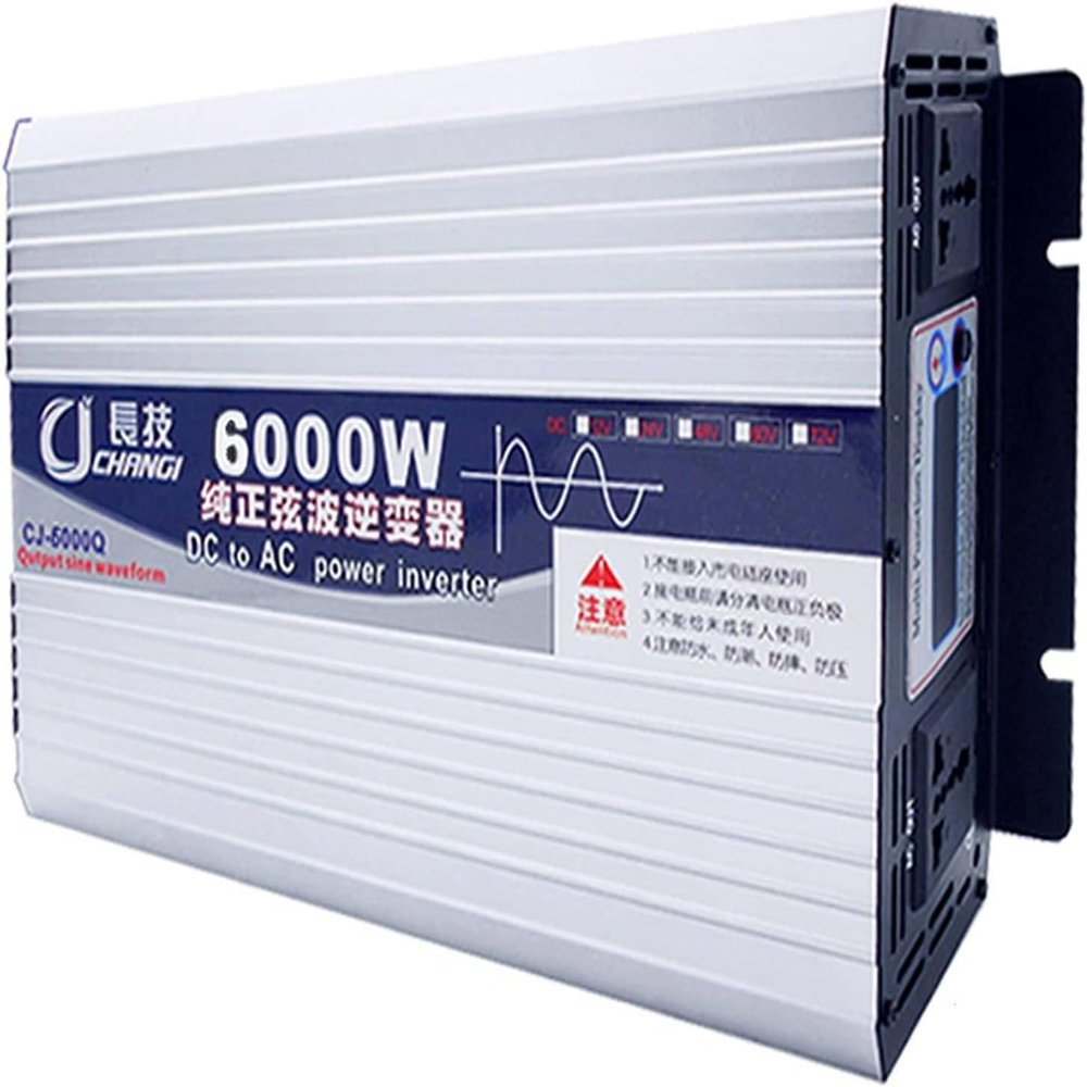 6000W 8000W 10000W 12000W Pure Sine Wave Power Inverter 12V 24V 48V 60V DC to 110V 220V AC Converter with LED Display for Car/RV Home Solar System,6000W-60Vto220V