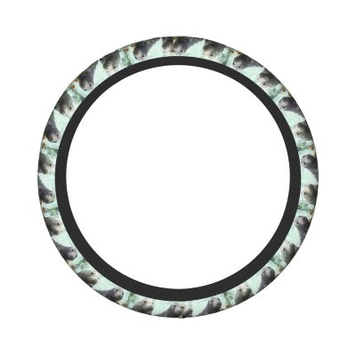 Rabbits Manatees Print Steering Wheel Cover Microfiber Stretch Car Steering Wheel Covers Anti-Slip Car Steering Wheel Protector Universal 15 Inch for Car Interior Accessories