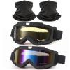 immoono 2 Pack Dirt Bike Goggles with Neck Gaiter, Motorcycle ATV Riding Ski Goggles Windproof Glasses Racing Goggles with Face Cover Scarf, Black Frame Colorful-Yellow Lens view 1