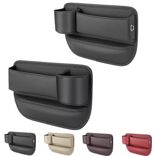 XLATD Cup Holder Gap Bag,Car Seat Storage Box,Car Leather Cup Holder Gap Bag,Car Gap Filler,No Logo Leather Car Seat Storage Box with Water Cup Holder (Black,Mix)