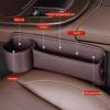 XLATD Cup Holder Gap Bag,Car Seat Storage Box,Car Leather Cup Holder Gap Bag,Car Gap Filler,No Logo Leather Car Seat Storage Box with Water Cup Holder (Black,Mix) view 3