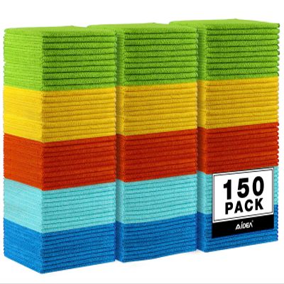 AIDEA Microfiber Cleaning Cloth, 150PK, Microfiber Towels for Cars, Premium All Purpose Car Cloth, Lint Free Rags, Absorbent Towels for SUVs, House, Kitchen, Window, 12"12"
