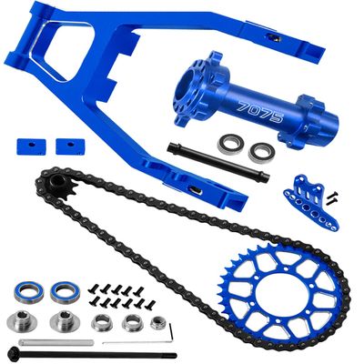 hopsupRC Steel Roller Chain&Rear Swing Arm&Rear Hub Chain Sprocket Gears&Front Sprocket&Chain Guard Protector&Rear Wheel Hub Hex Upgrades for L0Si 1/4 Promoto-MX Motorcycle RTR FXR,Navy Blue