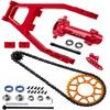 hopsupRC Steel Roller Chain&Rear Swing Arm&Rear Hub Chain Sprocket Gears&Front Sprocket&Chain Guard Protector&Rear Wheel Hub Hex Upgrades for L0Si 1/4 Promoto-MX Motorcycle RTR FXR,Red with Orange view 1