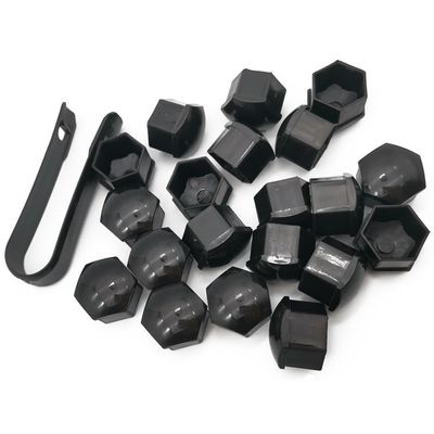 QPINGH 20PCS Car Wheel Nut Caps, 19mm Universal Lug Nut Covers Bolt Caps, Auto Hub Screw Protector with Remover Tool, Black