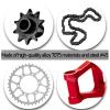 hopsupRC Upgrades Parts Manganese Steel Roller Chain&Rear Swing Arm& Rear Hub Chain Sprocket Gears&Steel Front Sprocket for L0Si 1/4 Promoto-MX Motorcycle RTR FXR,Red with Silver view 3