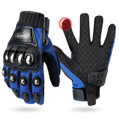 Deflife Motorcycle Gloves Air Flow Steel Knuckle Touchscreen BMX MX ATV MTB Motocross Dirt Bike Racing Downhill Gloves (Blue, Medium)