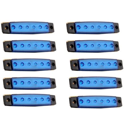 cciyu 10x 3/8" 6 Led Blue Light LED Marker Clearance Indicator Light Front Rear Tail Lamp Amber LED Side Marker Lights Heavy Truck Lighting Trailer Truck Trailer RV Cab Boat Bus Lorry