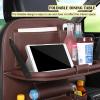 TEDATATA Foldable Car Backseat Organizer, Multifunctional Leather Storage Bag, with Dining Table & 7 Storage Pockets, Protector Kick Mats, Easy to Clean view 4