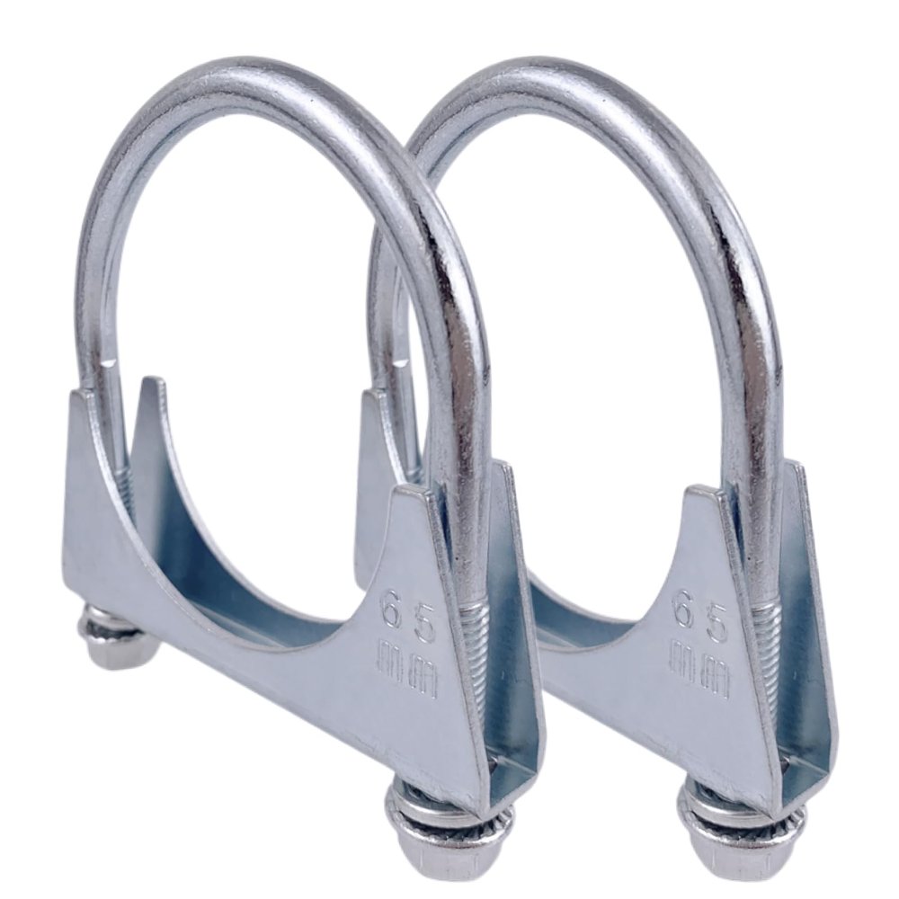 Atokrtact 2.5"Heavy Duty Exhaust U Clamps Saddle Style Muffler U-Bolt Clamp, Stainless Steel, Pack of 2 (65MM-Fit 2.5"OD Pipe)