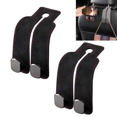 Ketson Car Headrest Hooks, Rear Seat Organizer, Leather Hooks for Wallets, Bags and Cell Phones (Black-2Pc)