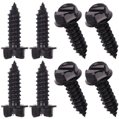 Black License Plate Screws Rust-Proof Finish 8 Pcs | Premium Eco-Friendly Srews for Front & Rear Plates, Lead-Free & Nickel-Free, Anti-Rattle Bolts for Domestic Vehicle