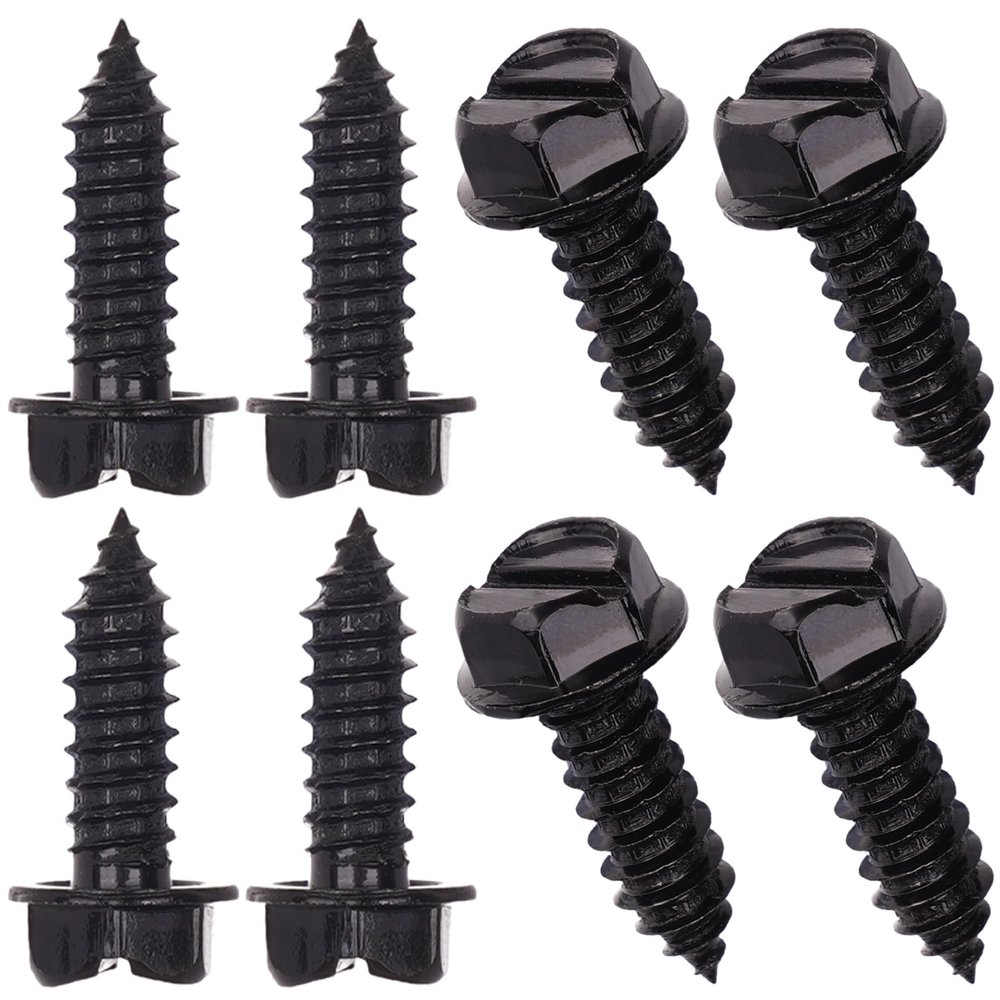Black License Plate Screws Rust-Proof Finish 8 Pcs | Premium Eco-Friendly Srews for Front & Rear Plates, Lead-Free & Nickel-Free, Anti-Rattle Bolts for Domestic Vehicle