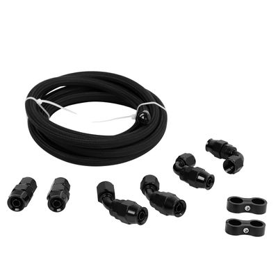 LokoCar 6AN PTFE Fuel Line Kit 10FT AN6 E85 Fuel Hose Fitting Kit Black