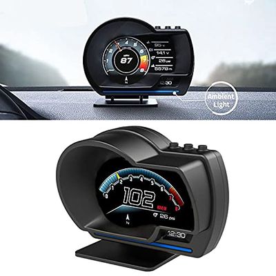HUD OBD2 Speedometer with LED Lighting Turbo RPM Alarm Smart Gauge for Car Truck