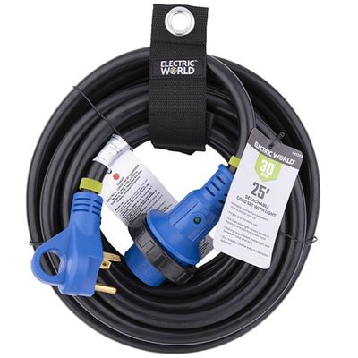 Electric World RV 30 Amp 25' Detachable Cordset with Light | Reliable RV Power Connection