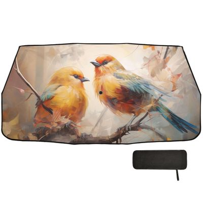 Car Umbrella Sun Shade Cover, Flowers and Birds Umbrella Sun Shade for Car Truck Window Front Windshield, Blocks UV Rays Sun Visor Protector Sun Heat Reflector to Keep Your Vehicle Cool