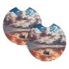 Car Cup Holder Coasters 2 Pack Boat & Cloud Printed Waterproof Insert Car Coasters Cup Holder Pad with A Finger Notch for Most Vehicles view 1